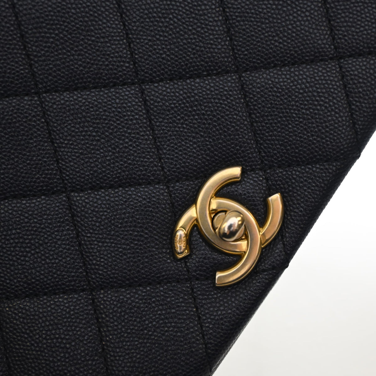 Pre-Owned Chanel Flap Bag Small Caviar Leather Fashion Therapy, gold embossed logo detail