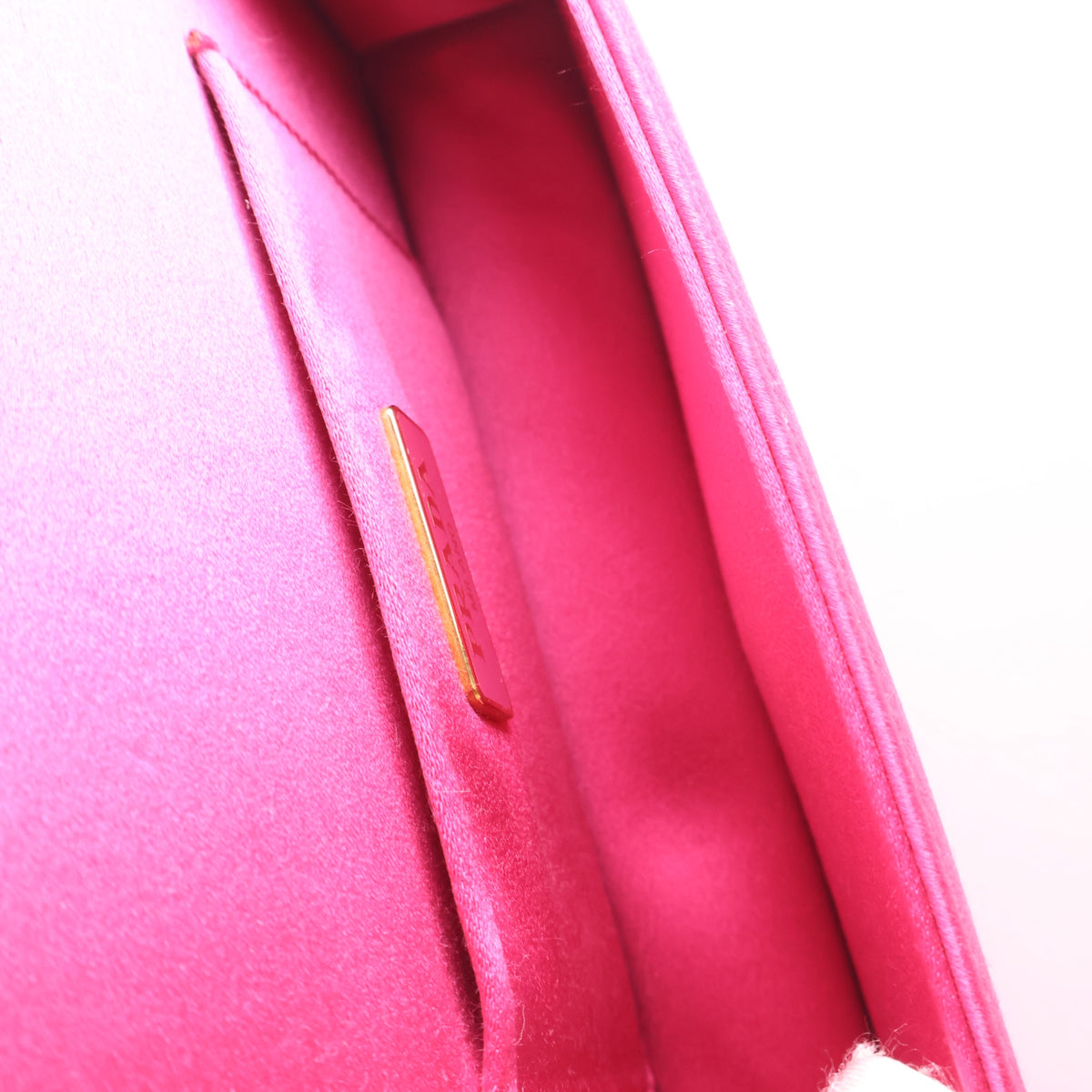 Pre-Owned Prada Clutch Small Fuchsia Satin, open interior with lining