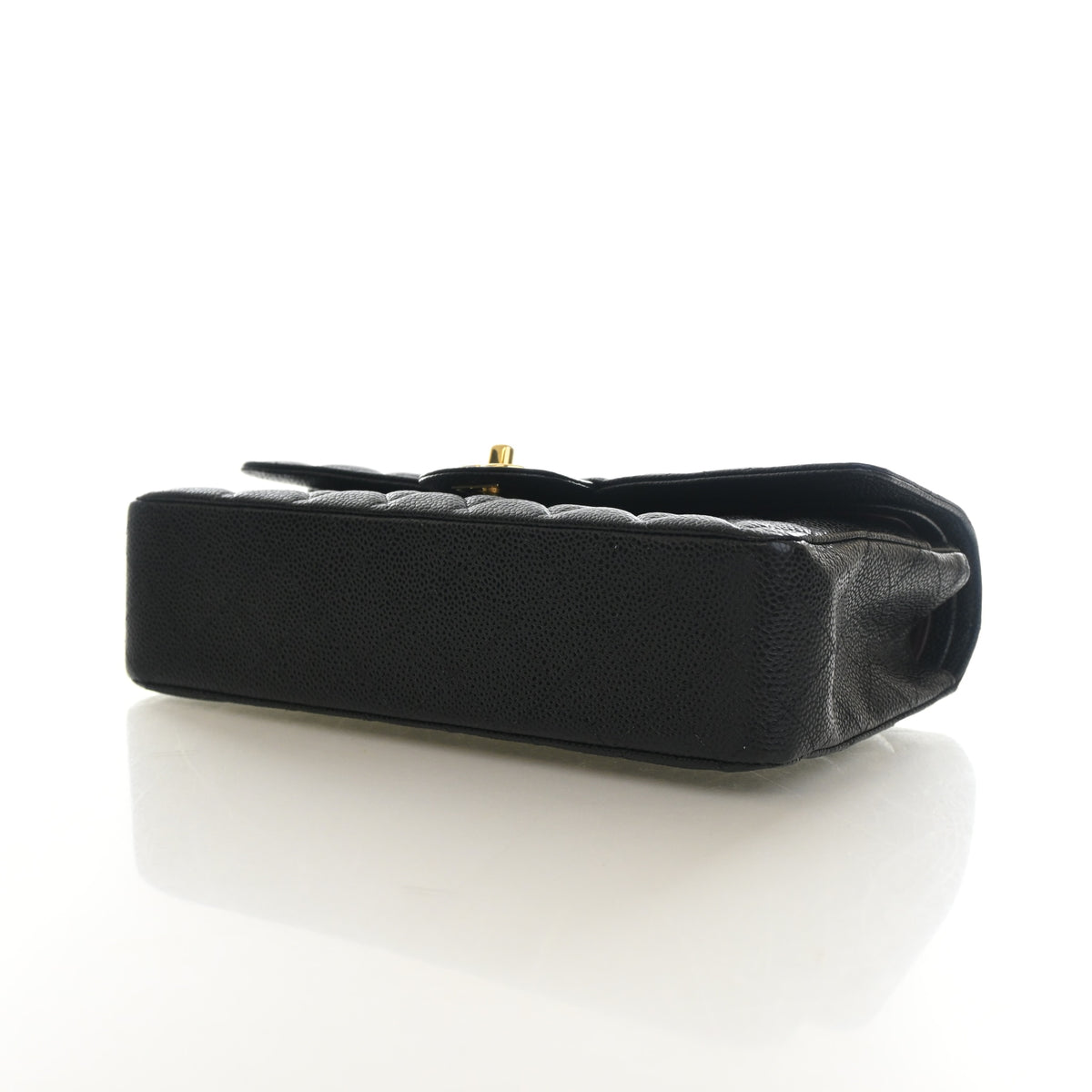 Pre-Owned Chanel Classic Double Flap Medium Caviar Leather Bag, base and feet view, photo 7 of 16