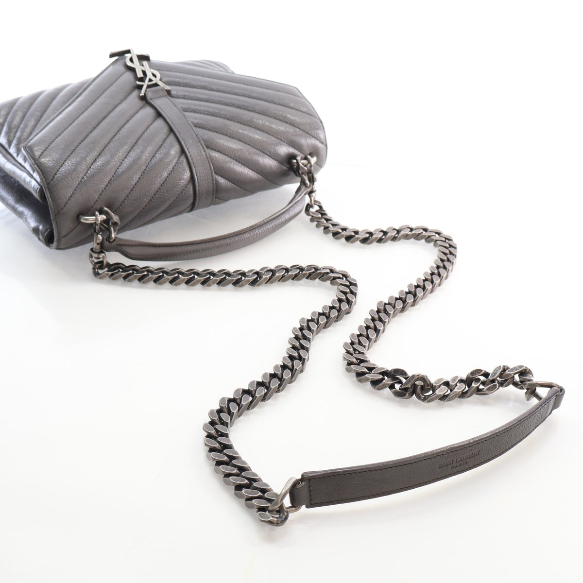 Saint Laurent Medium Calfskin Chevron College Bag, photo 10 of 19