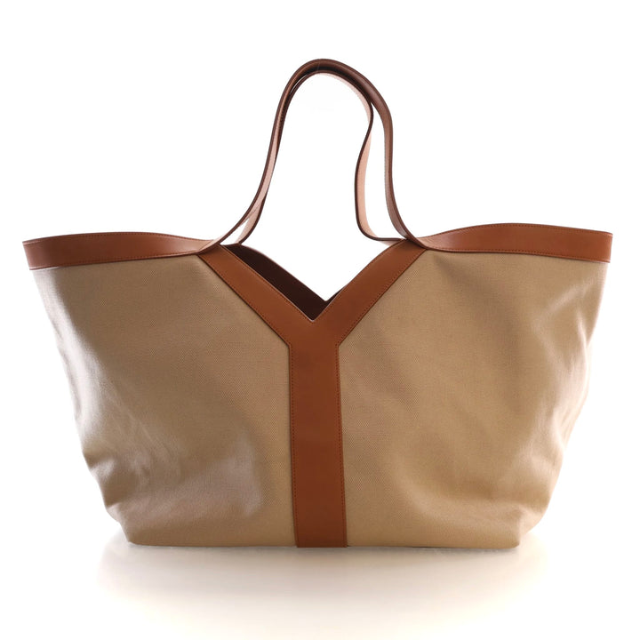 Saint Laurent Canvas Calfskin Y Tote