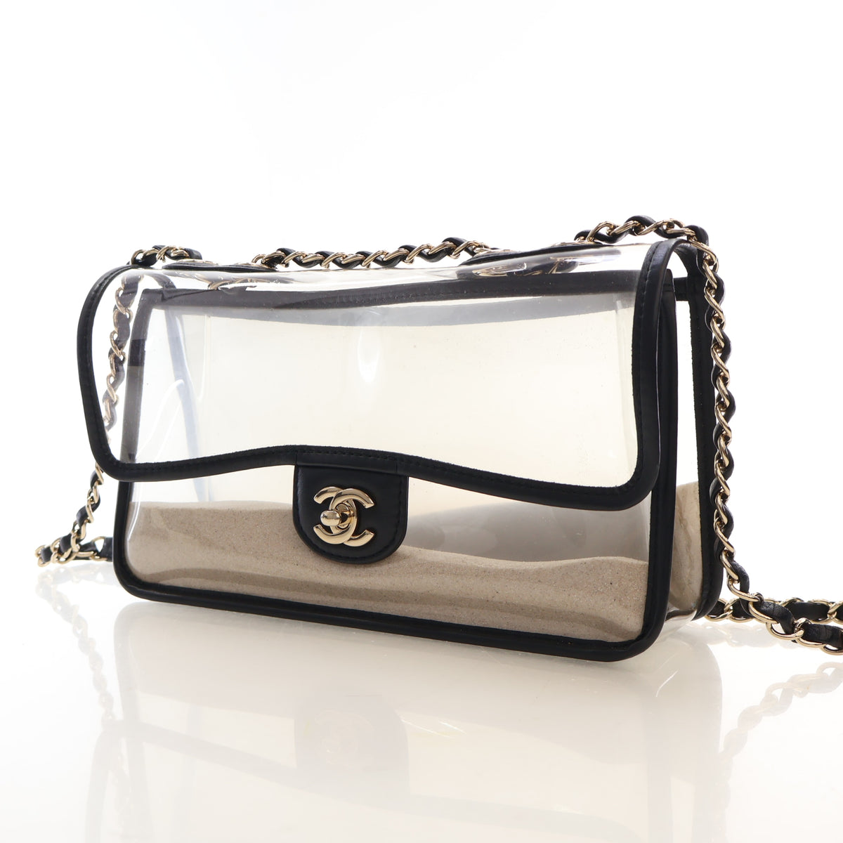 Pre-Owned Chanel Flap Bag Medium PVC Sand By The Sea, front view, photo 3 of 17