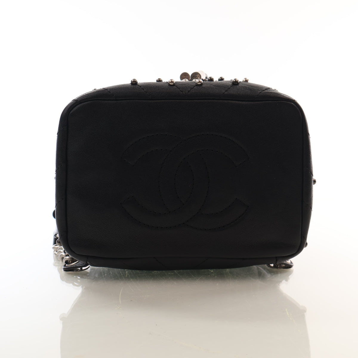 Pre-Owned Chanel Backpack Lambskin Stud Wars, base and feet view, photo 9 of 16