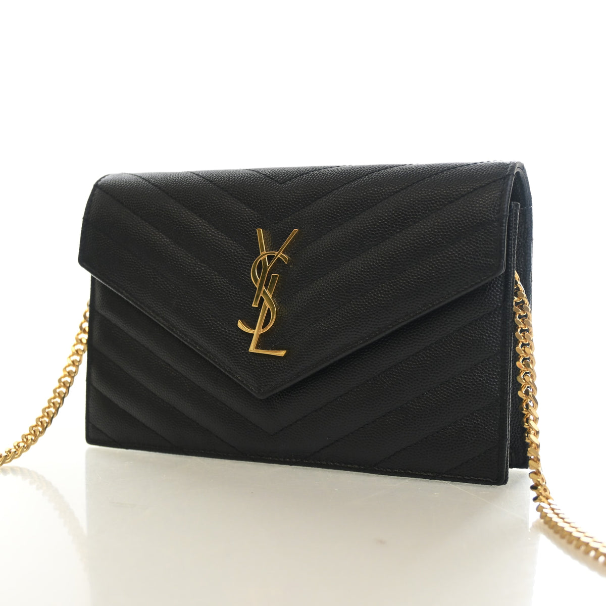 Pre-Owned Saint Laurent Chain Wallet Calfskin Cassandre Envelope, front view, photo 3 of 13