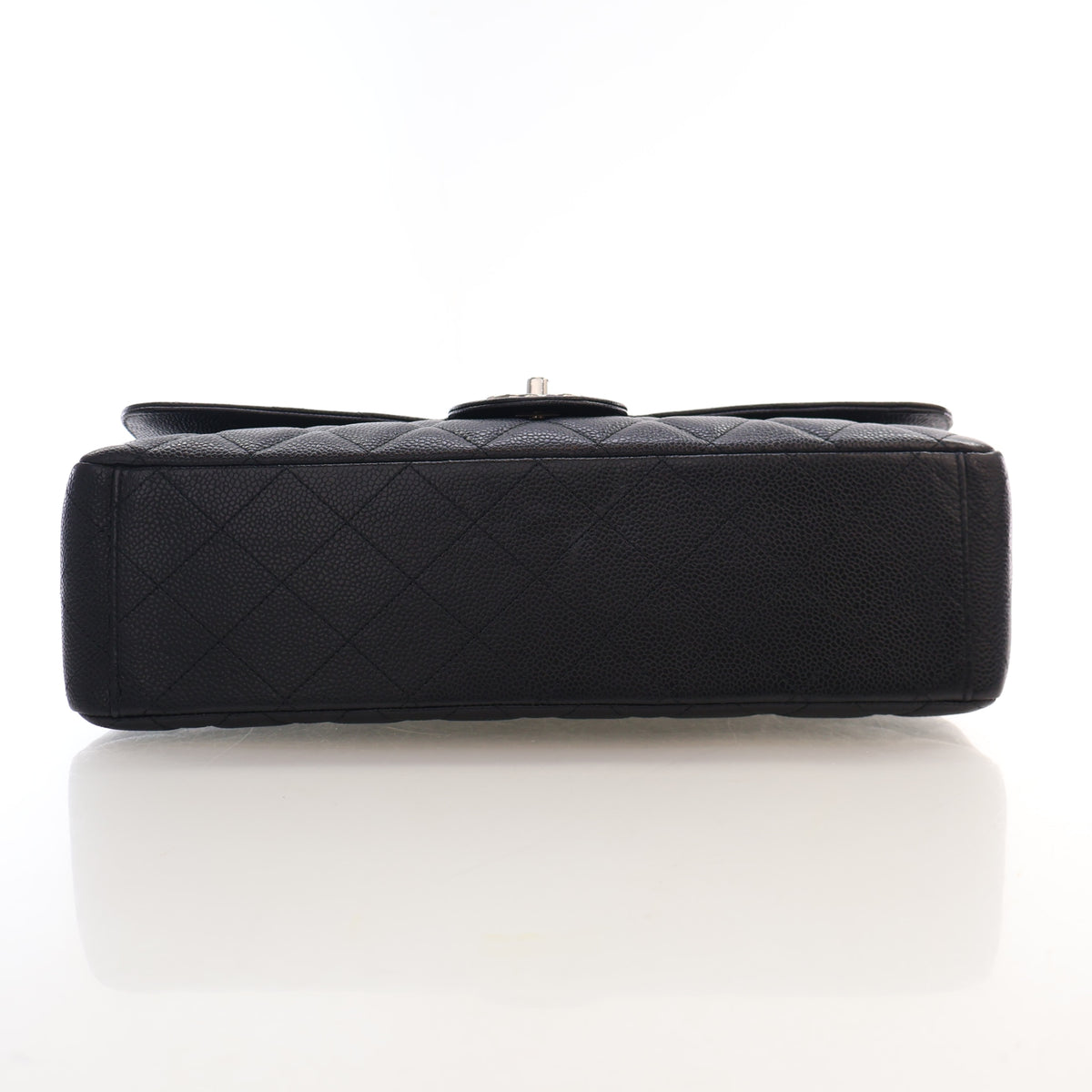 Pre-Owned Chanel Classic Double Flap Maxi Caviar Leather Bag, base and feet view, photo 9 of 17
