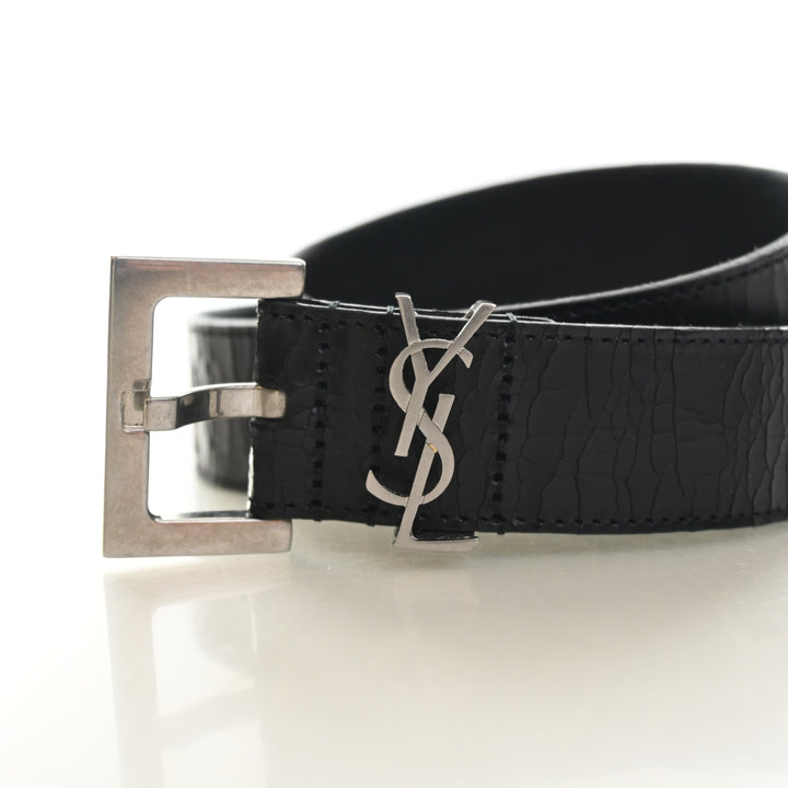 Saint Laurent Leather Cassandre Belt Sz 85