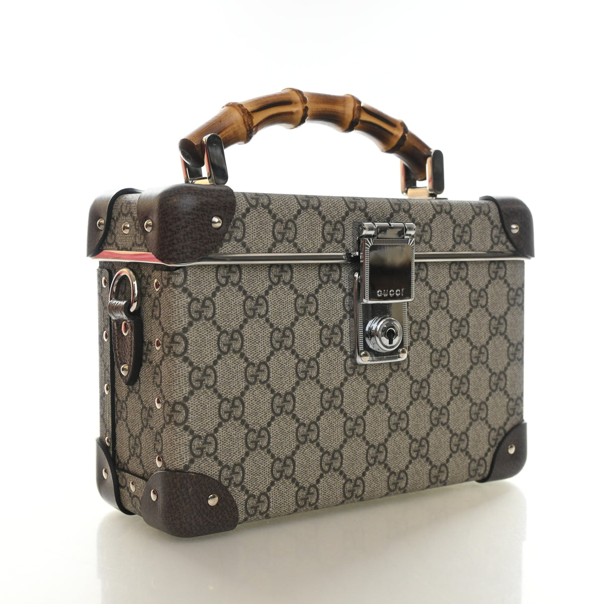 Gucci GG Supreme Globe Trotter Bamboo Handle Trunk Clutch, photo 2 of 14