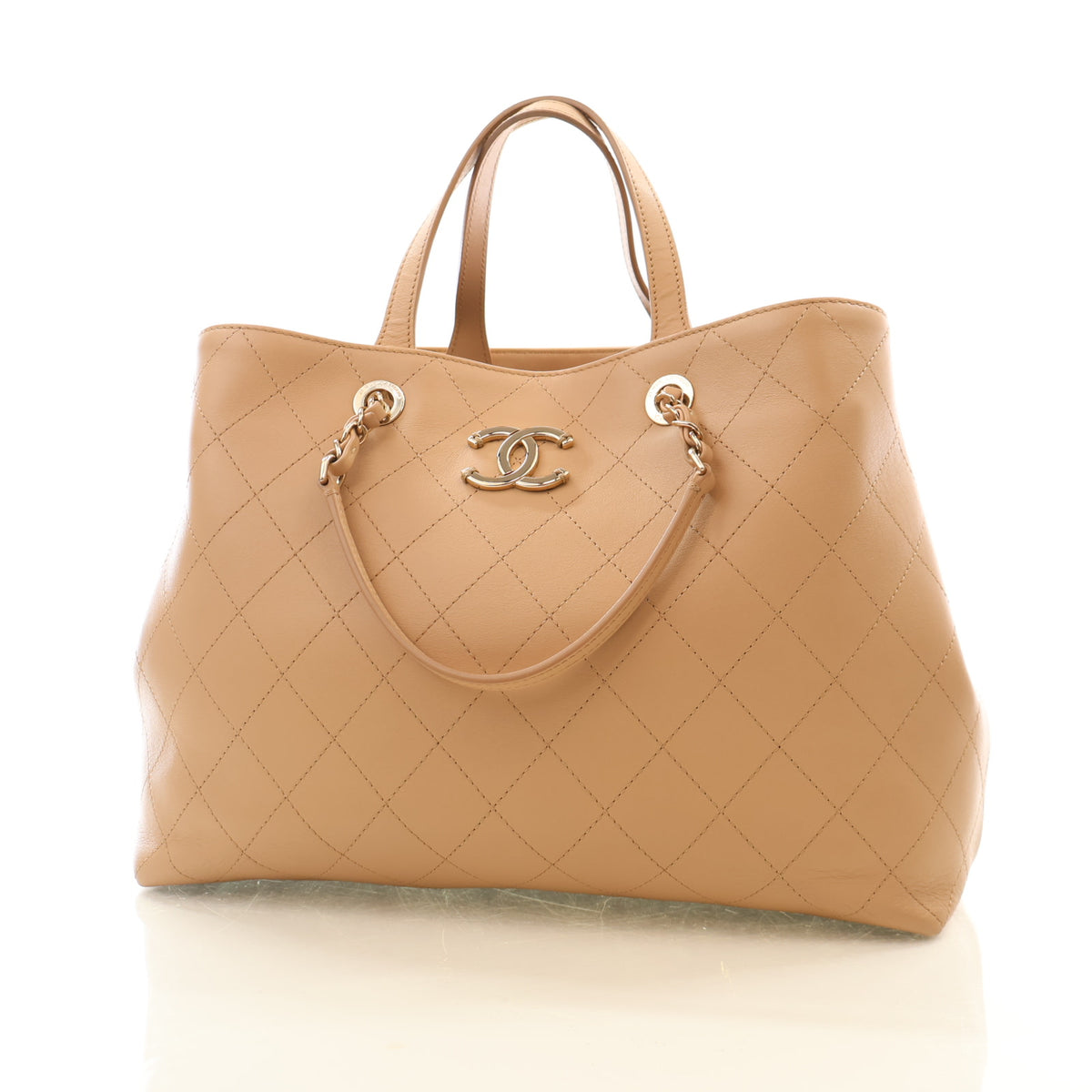 Pre-Owned Chanel Shopping Tote Large Calfskin Serial, front view