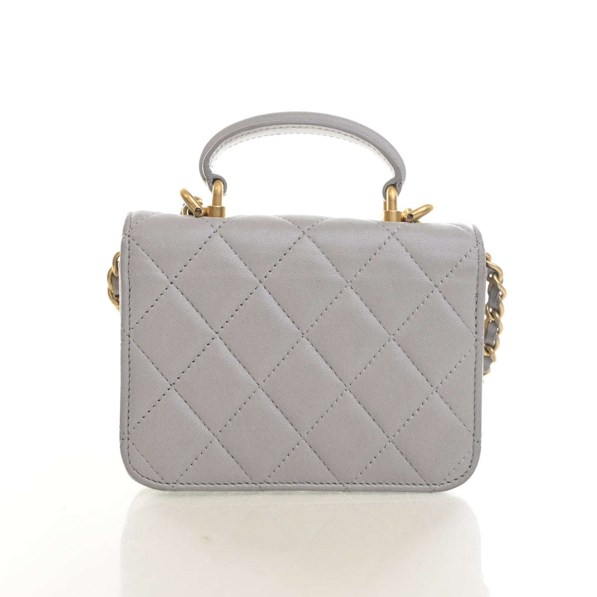 Pre-Owned Chanel Top Handle Mini Lambskin Flap Bag, front view, photo 11 of 19