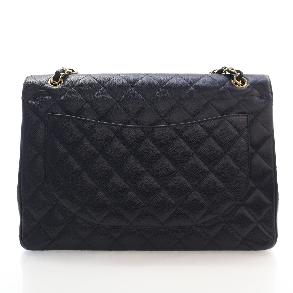 Pre-Owned Chanel Classic Double Flap Maxi Caviar Leather Bag, back view, photo 11 of 17