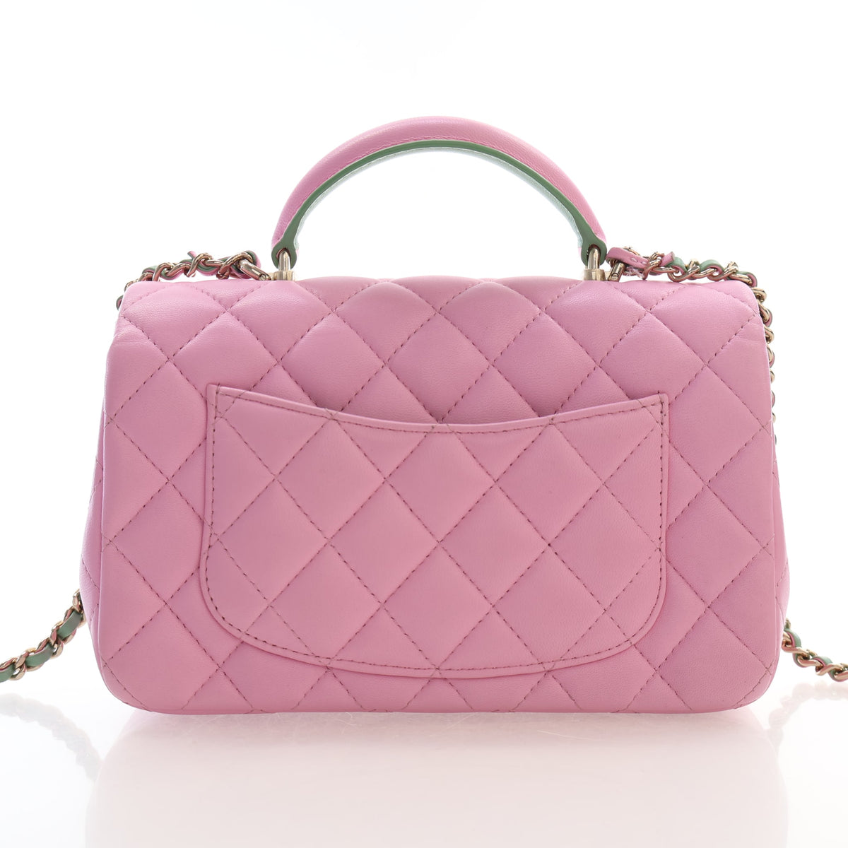 Pre-Owned Chanel Classic Flap Mini Lambskin Rectangular Top Handle Bag, front view, photo 12 of 20