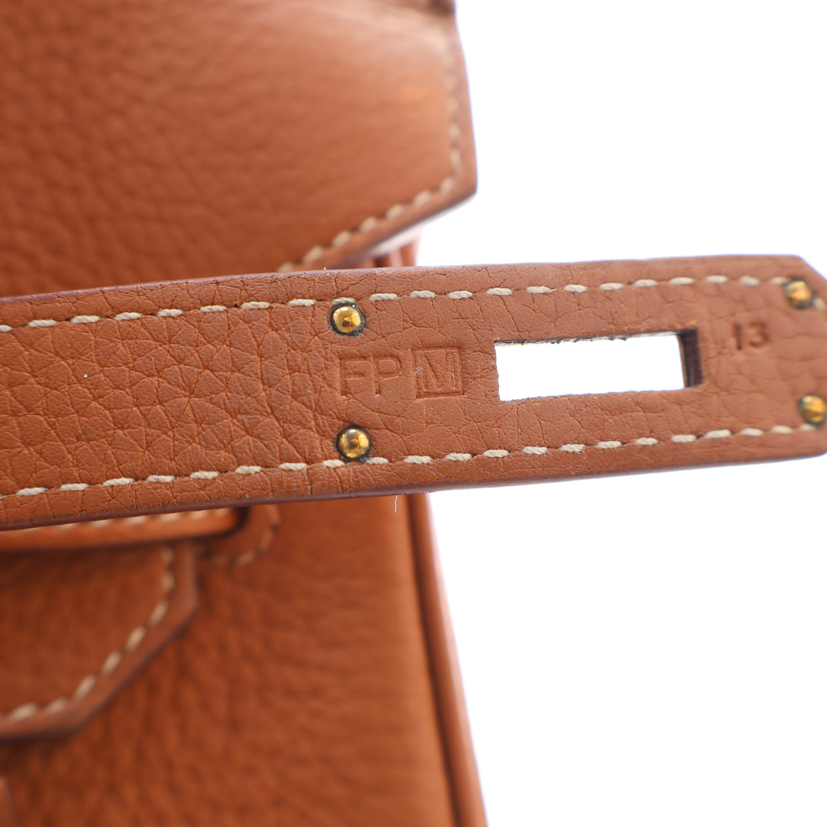 Pre-Owned Hermès Birkin 35 Gold Clemence Leather, interior label and date code