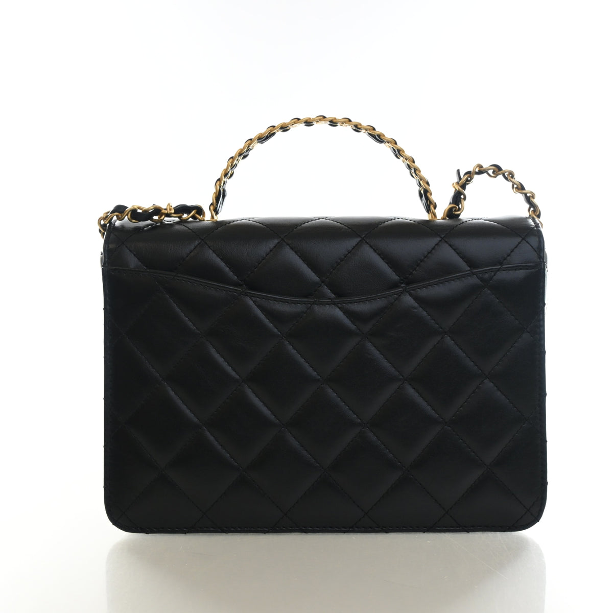 Chanel Medium Lambskin Metal Chain Top Handle Flap Bag, photo 12 of 15