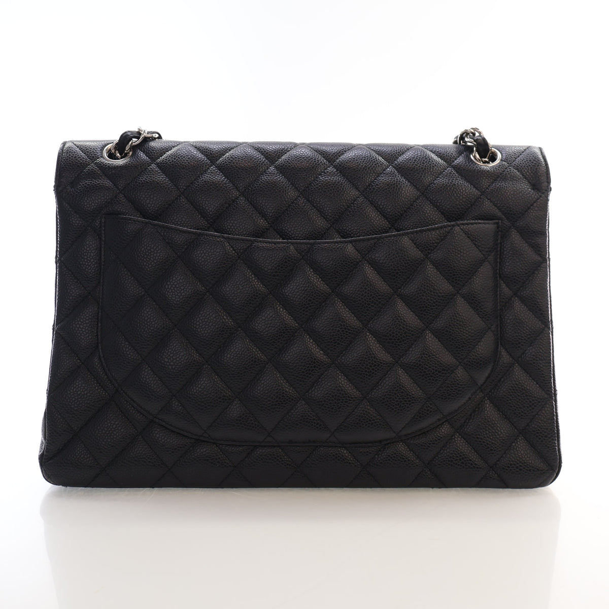 Pre-Owned Chanel Classic Double Flap Maxi Caviar Leather Bag, back view