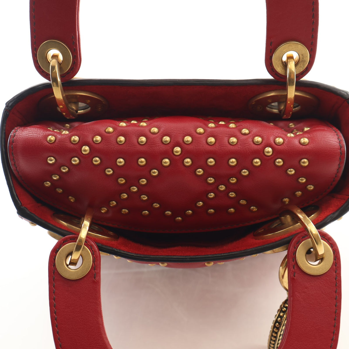 Pre-Owned Christian Dior Lady Dior Mini Lambskin, base and feet view, photo 13 of 16