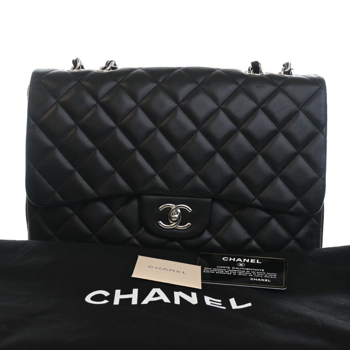 Pre-Owned Chanel Flap Bag Jumbo Lambskin Classic Single, front view, photo 15 of 16