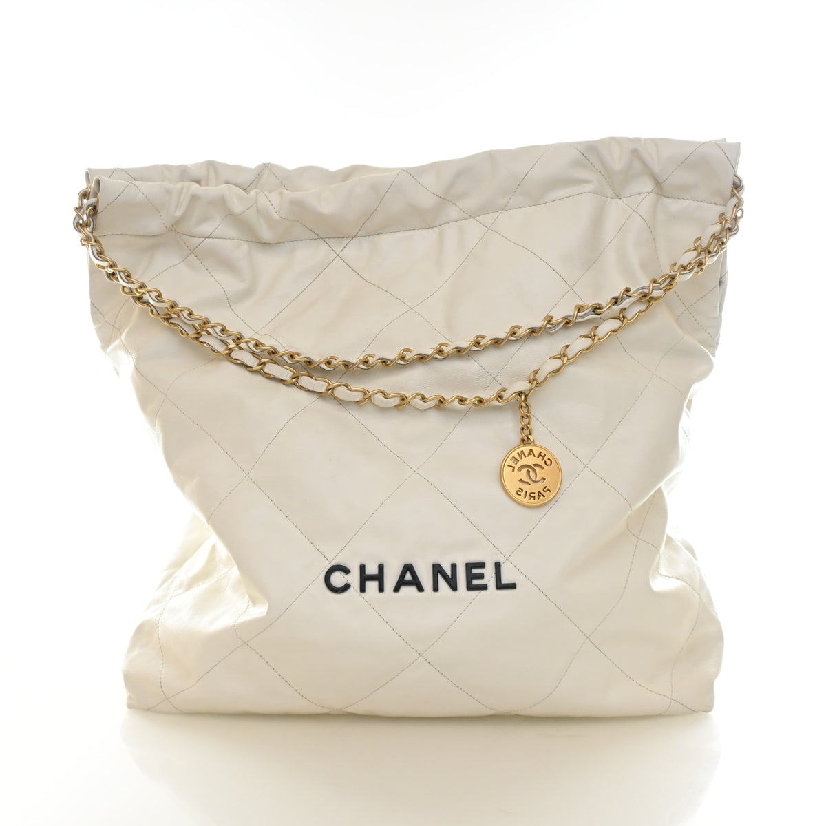 Pre-Owned Chanel 22 Hobo Large Calfskin, front view, authenticated at Luxe Du Jour