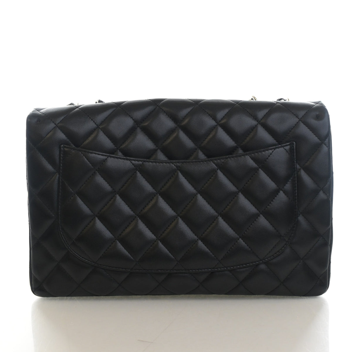Pre-Owned Chanel Flap Bag Jumbo Lambskin Classic Single, back view