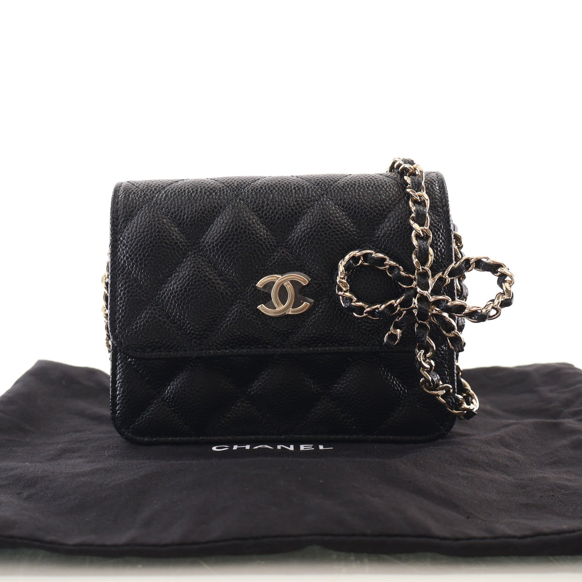 Chanel Mini Caviar Ribbon Chain Cardholder Crossbody, photo 16 of 16