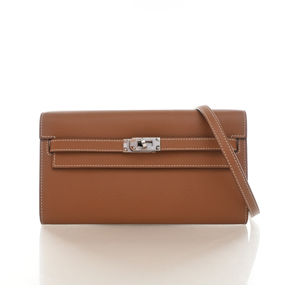 Hermes Gold Evercolor Kelly To Go Wallet