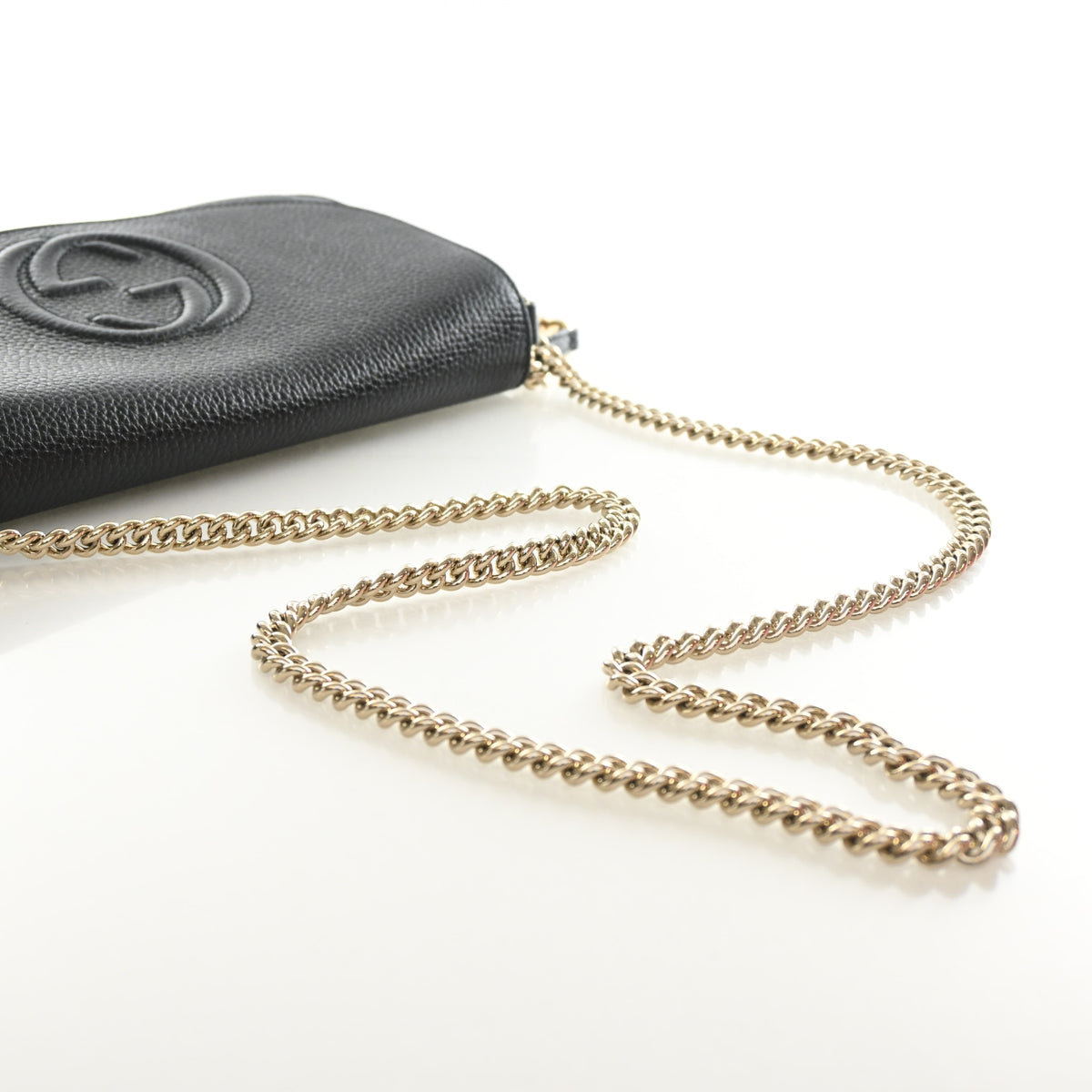 Pre-Owned Gucci Flap Bag Calfskin Soho Chain, strap and chain detail