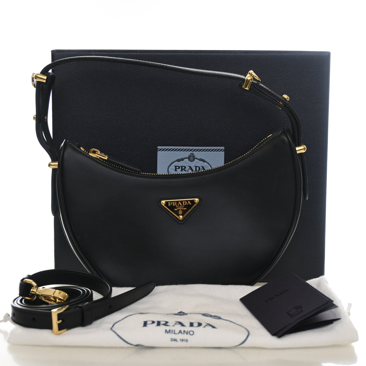 Pre-Owned Prada Shoulder Bag Small Soft Calfskin Arque, front view, photo 15 of 15