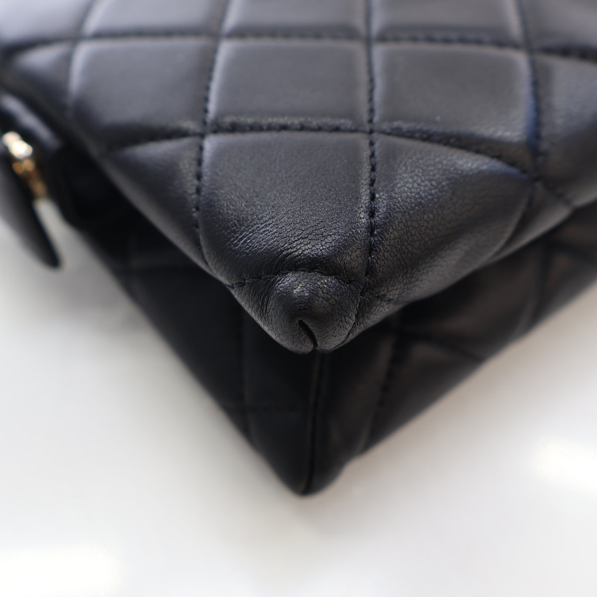 Pre-Owned Chanel Medium Lambskin Coco Charms Pouch, corner and edge detail, photo 14 of 18