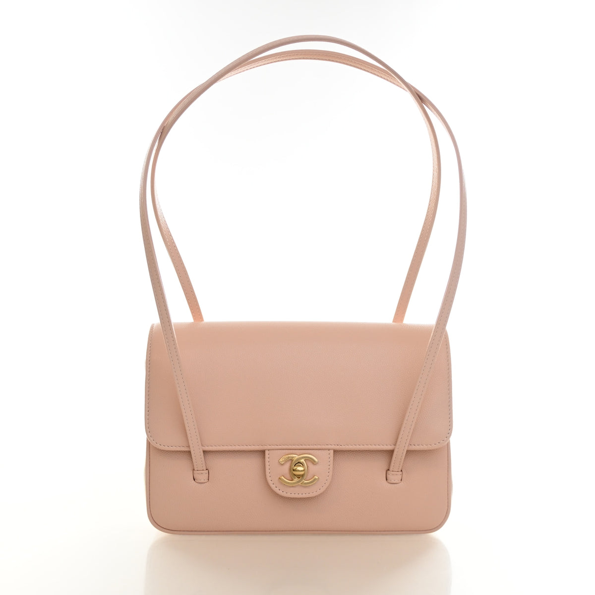 Pre-Owned Chanel Caviar Leather Preppy Coco Bowling Bag, front view, authenticated at Luxe Du Jour