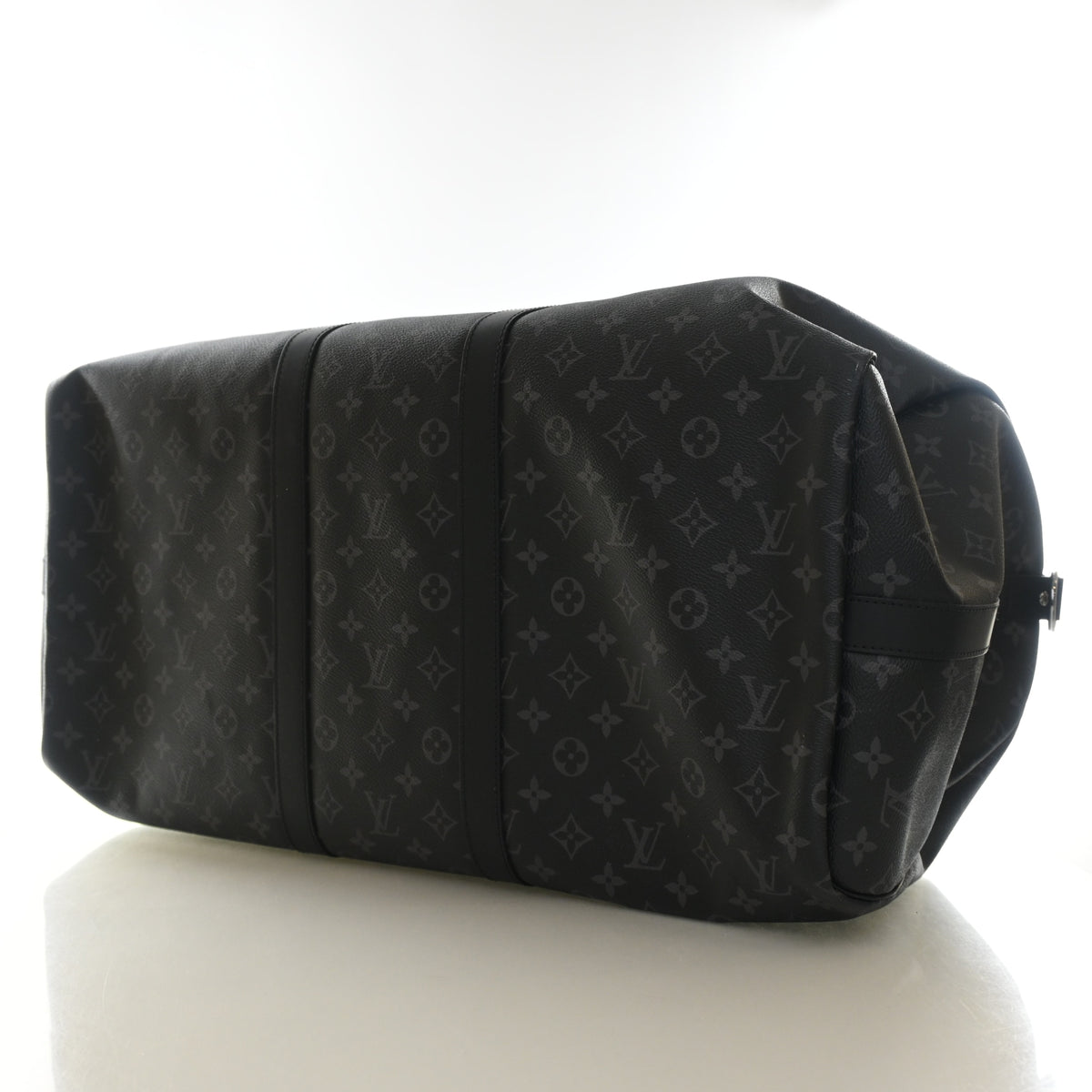 Pre-Owned Louis Vuitton 55 Monogram Eclipse Keepall, base view