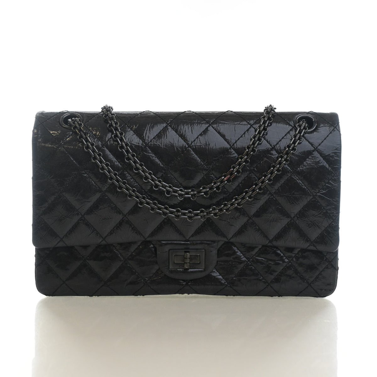 Pre-Owned Chanel Flap Bag 226 Aged Calfskin Reissue 2.55, front view, authenticated at Luxe Du Jour