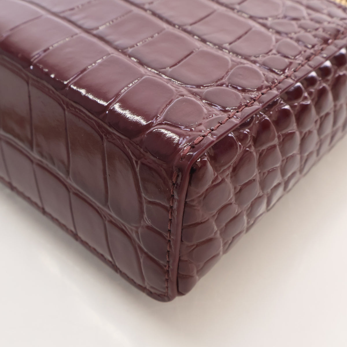 Pre-Owned Chanel Top Handle Small Crocodile Leather Embossed Leather Slim Vanity With Chain, corner detail, photo 13 of 16