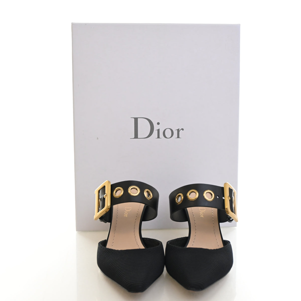 Pre-Owned Christian Dior Sz 36 D-dior Slingback Pumps, shown with dust bag and packaging