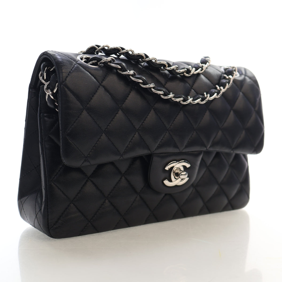 Pre-Owned Chanel Classic Double Flap Small Lambskin Bag, three-quarter view, photo 2 of 18