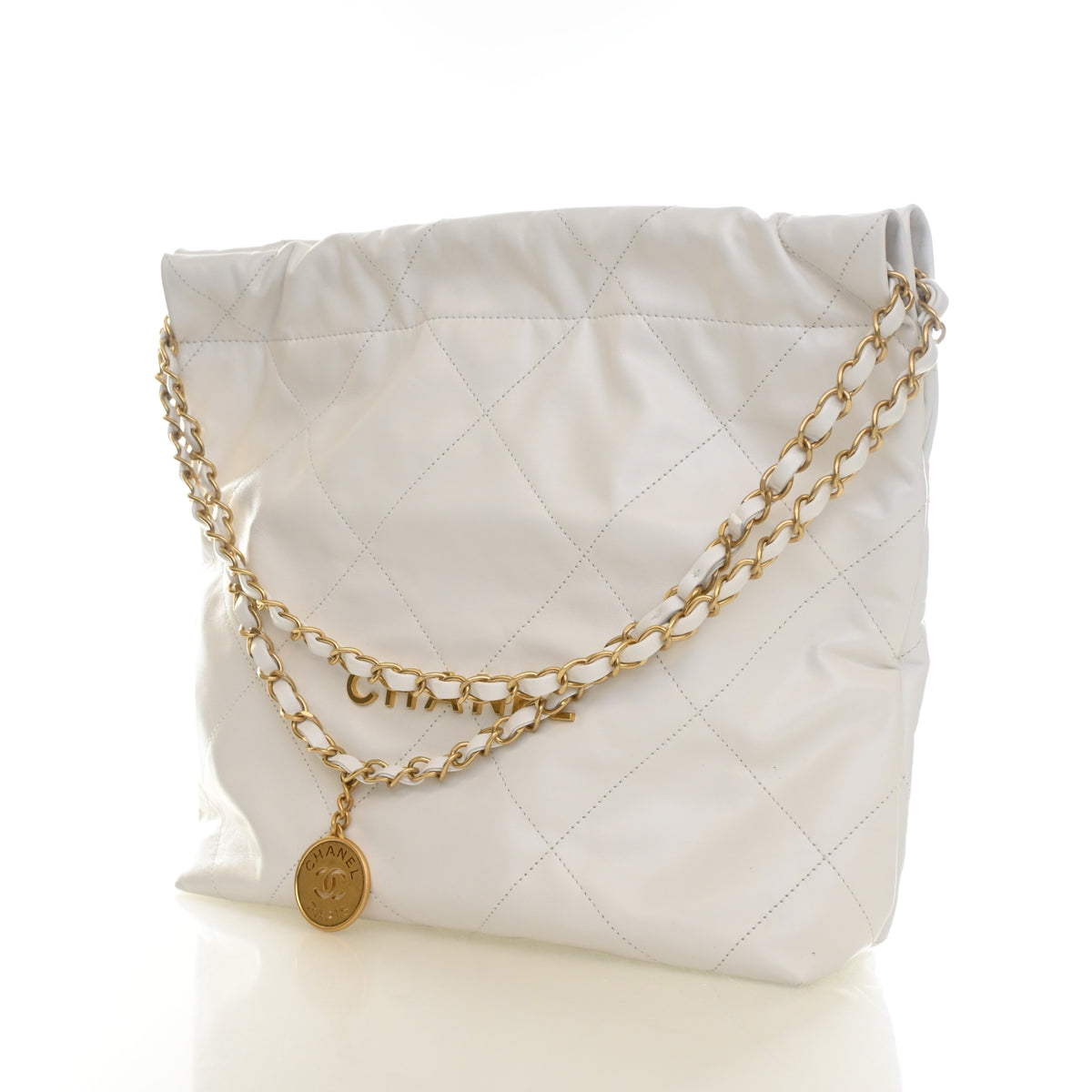 Pre-Owned Chanel 22 Hobo Medium Calfskin, strap and chain detail