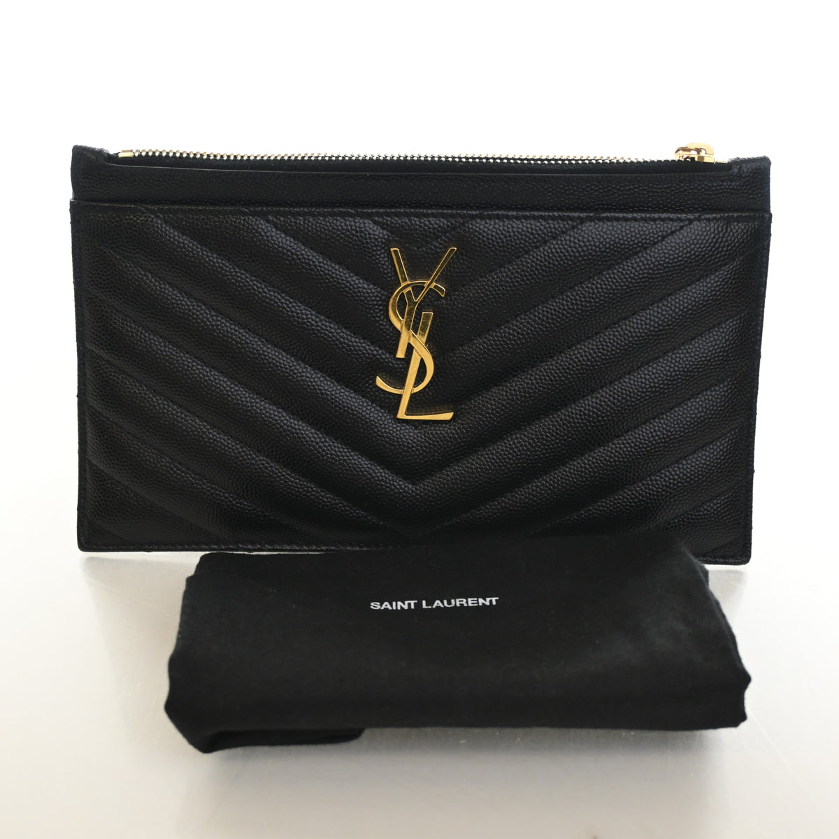 Saint Laurent Calfskin Monogram Pouch, photo 12 of 12