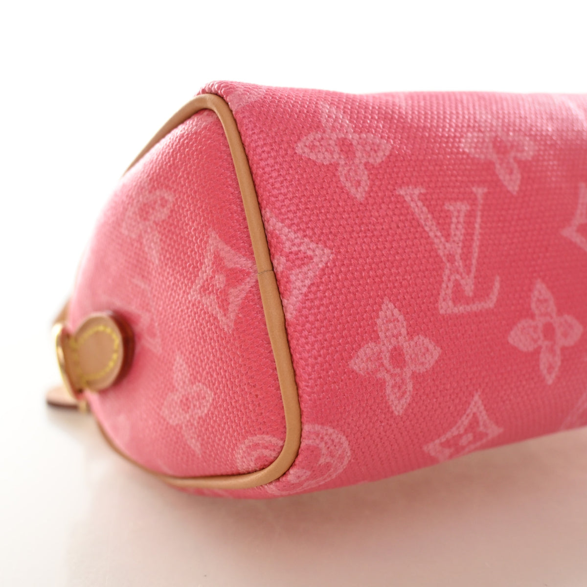Pre-Owned Louis Vuitton Nano Speedy Monogram Origine Lin, corner and edge detail