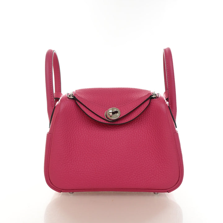 Hermès Rose Shocking Clemence Mini Lindy 20