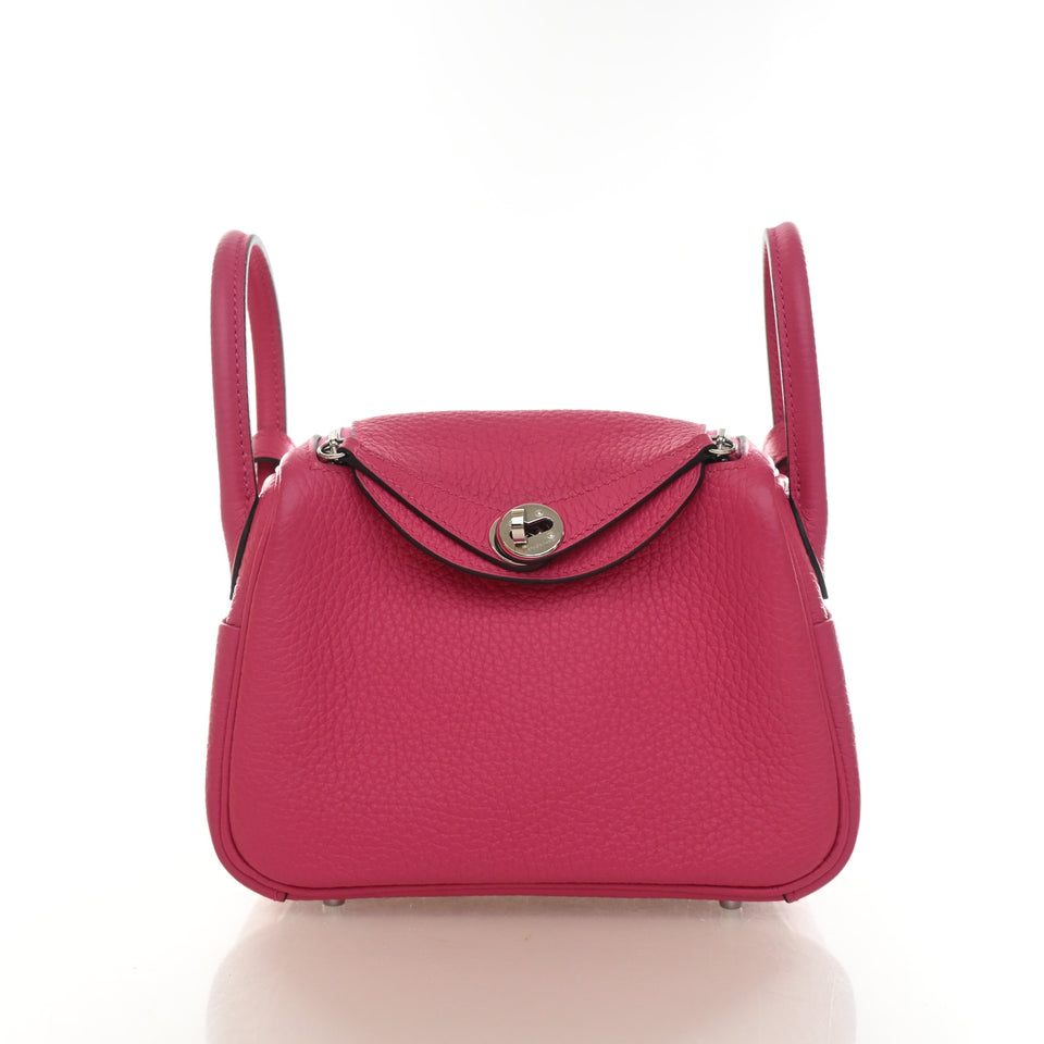 Hermès Rose Shocking Clemence Mini Lindy 20