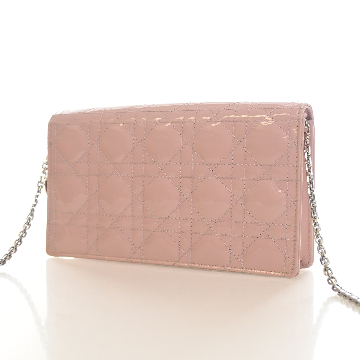 Pre-Owned Christian Dior Lady Dior Patent Leather Pouch, three-quarter view