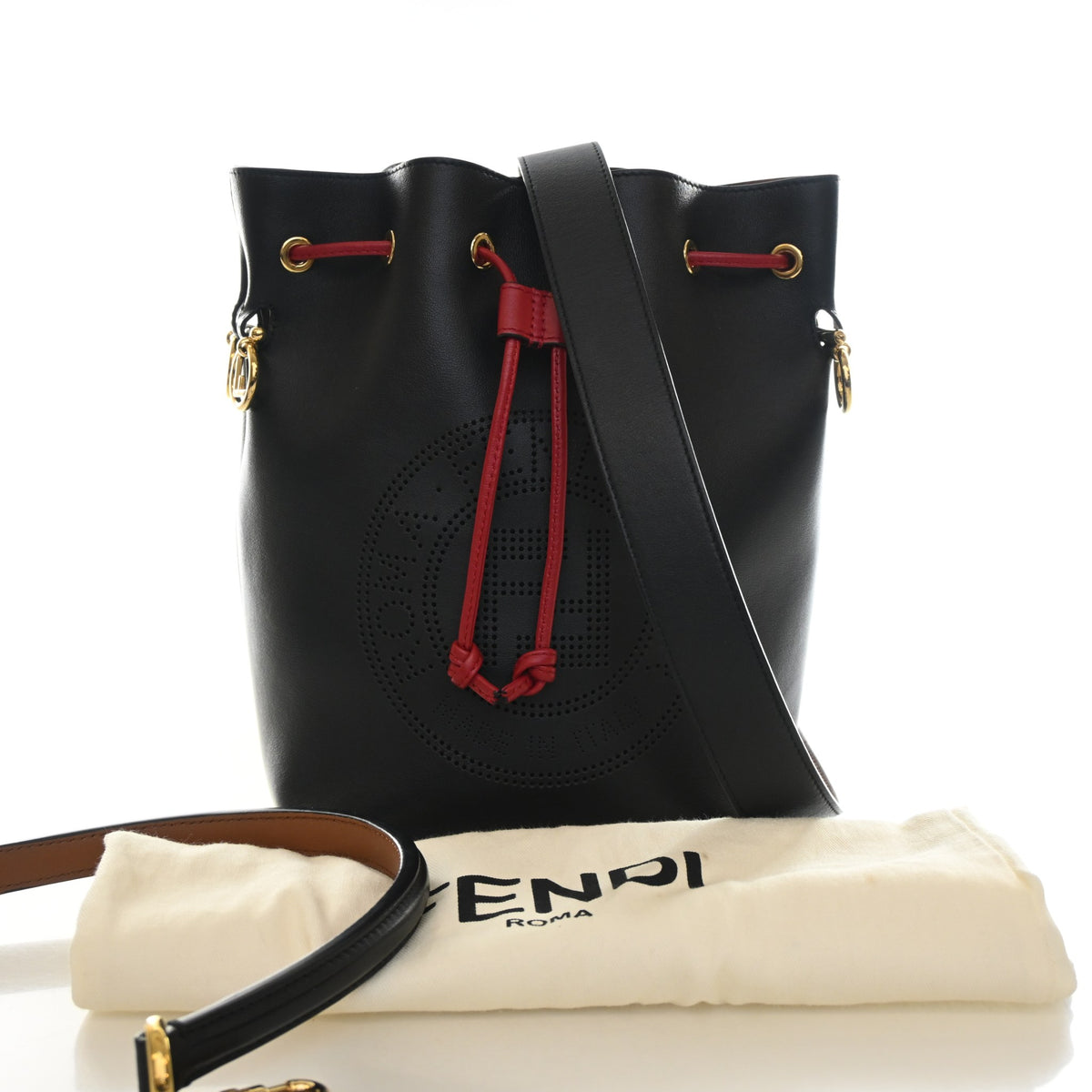 Fendi Calfskin Perforated Mon Tresor Bucket Bag, photo 13 of 13