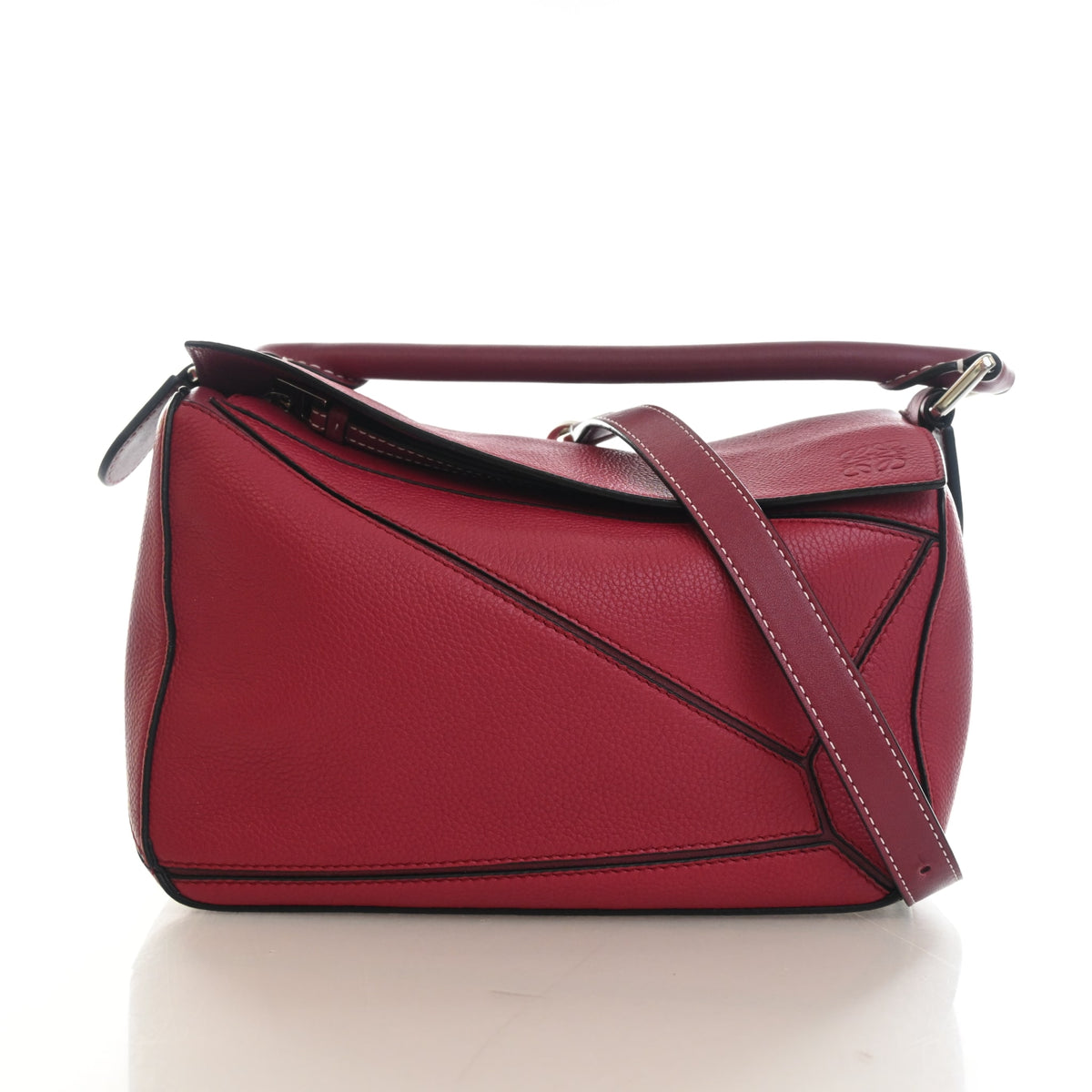 Pre-Owned Loewe Puzzle Small Calfskin Edge, three-quarter view, authenticated at Luxe Du Jour