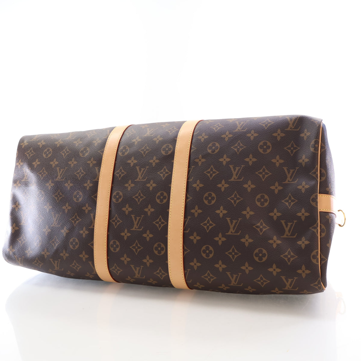 Pre-Owned Louis Vuitton 55 Monogram Keepall, base and feet view, photo 6 of 20