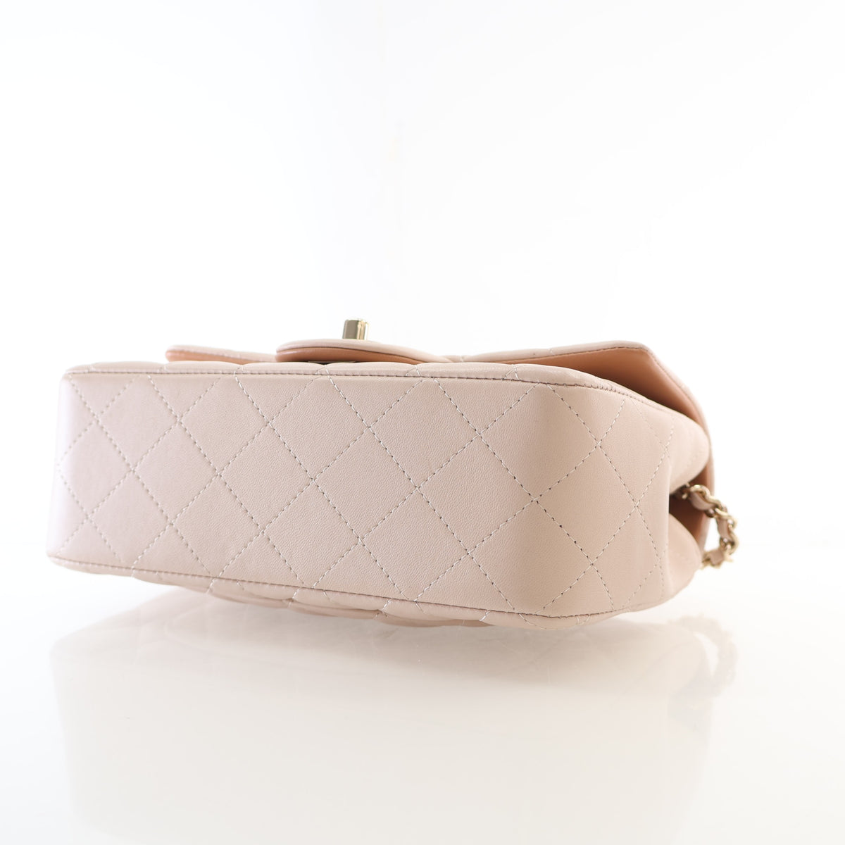 Pre-Owned Chanel Top Handle Mini Lambskin Rectangular Flap Bag, base and feet view, photo 7 of 17
