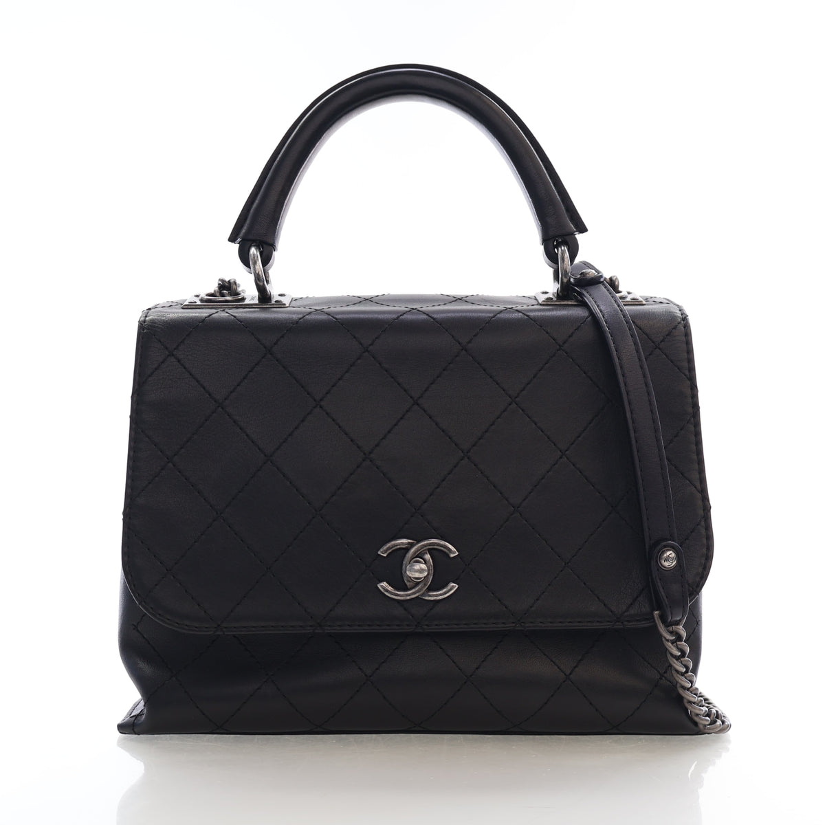 Pre-Owned Chanel Flap Bag Medium Calfskin Urban Luxury, front view, authenticated at Luxe Du Jour