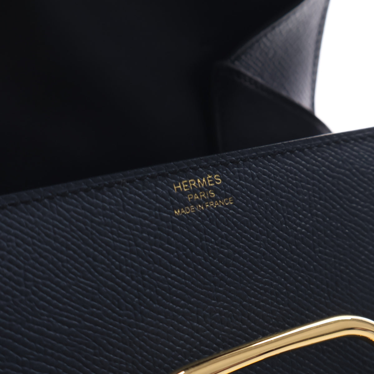 Pre-Owned Hermès Mini Bleu Indigo Epsom Leather Della Cavalleria, gold embossed logo detail