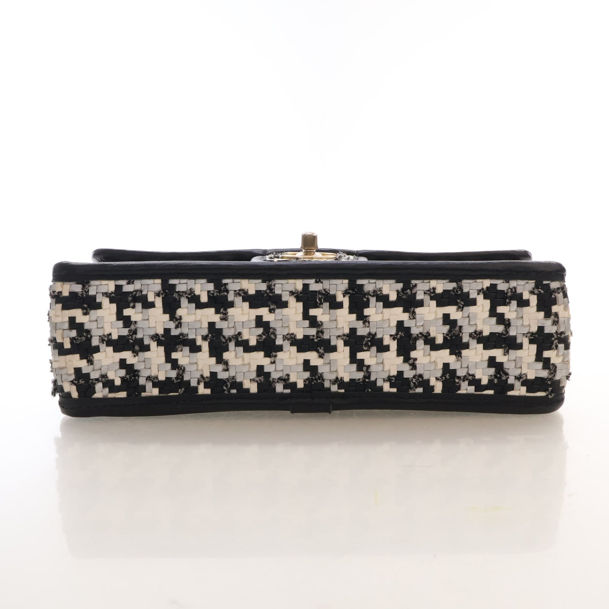 Pre-Owned Chanel Flap Bag Medium Mixed Fibers Classic Single, base and feet view