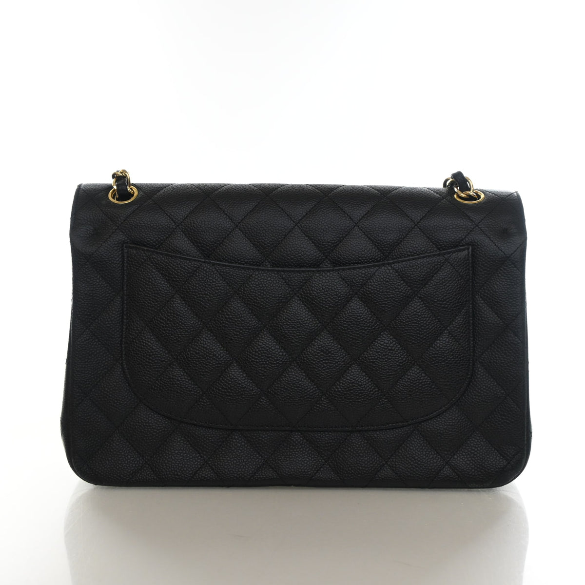 Pre-Owned Chanel Classic Double Flap Jumbo Caviar Leather Bag, back view, photo 11 of 20