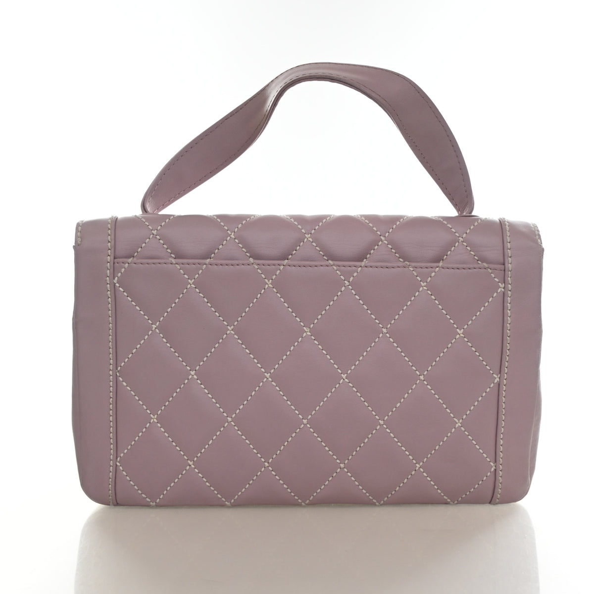 Vintage Chanel Flap Bag Medium Calfskin Wild Stitch, back view