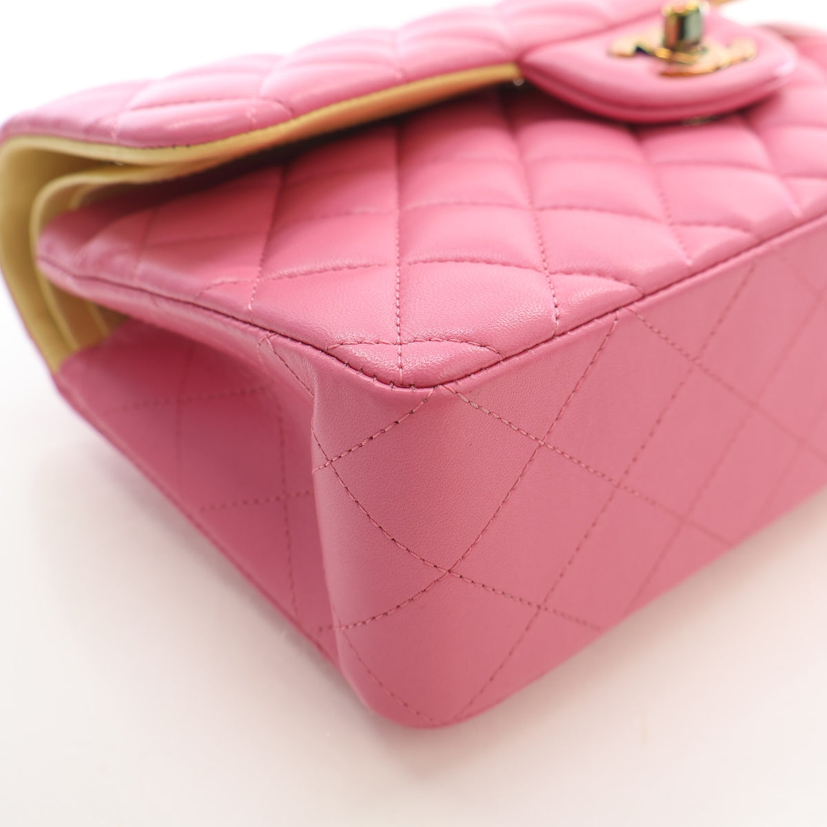 Pre-Owned Chanel Classic Double Flap Small Lambskin Bag, side profile