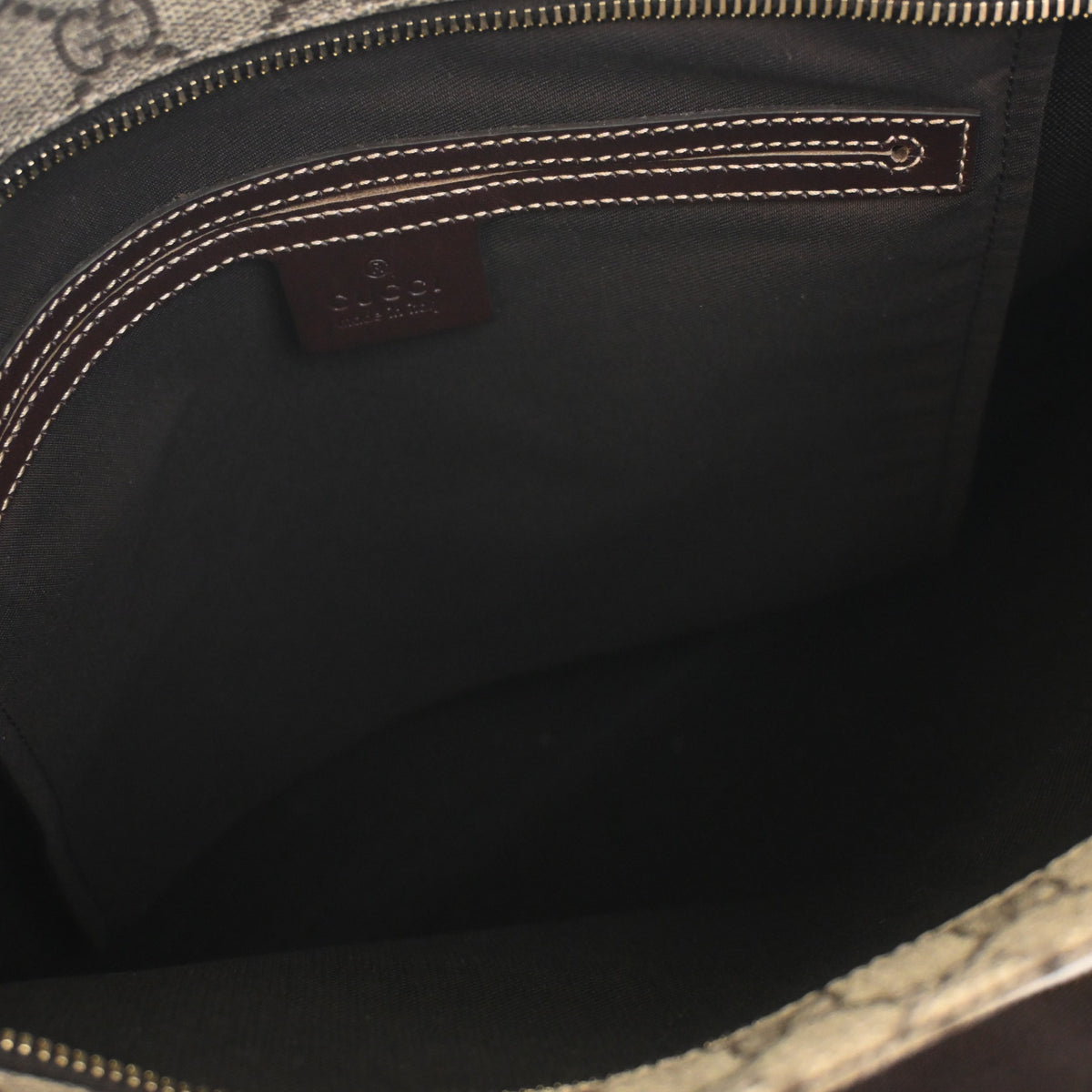 Pre-Owned Gucci Medium GG Supreme Flat Messenger Bag, open interior with lining